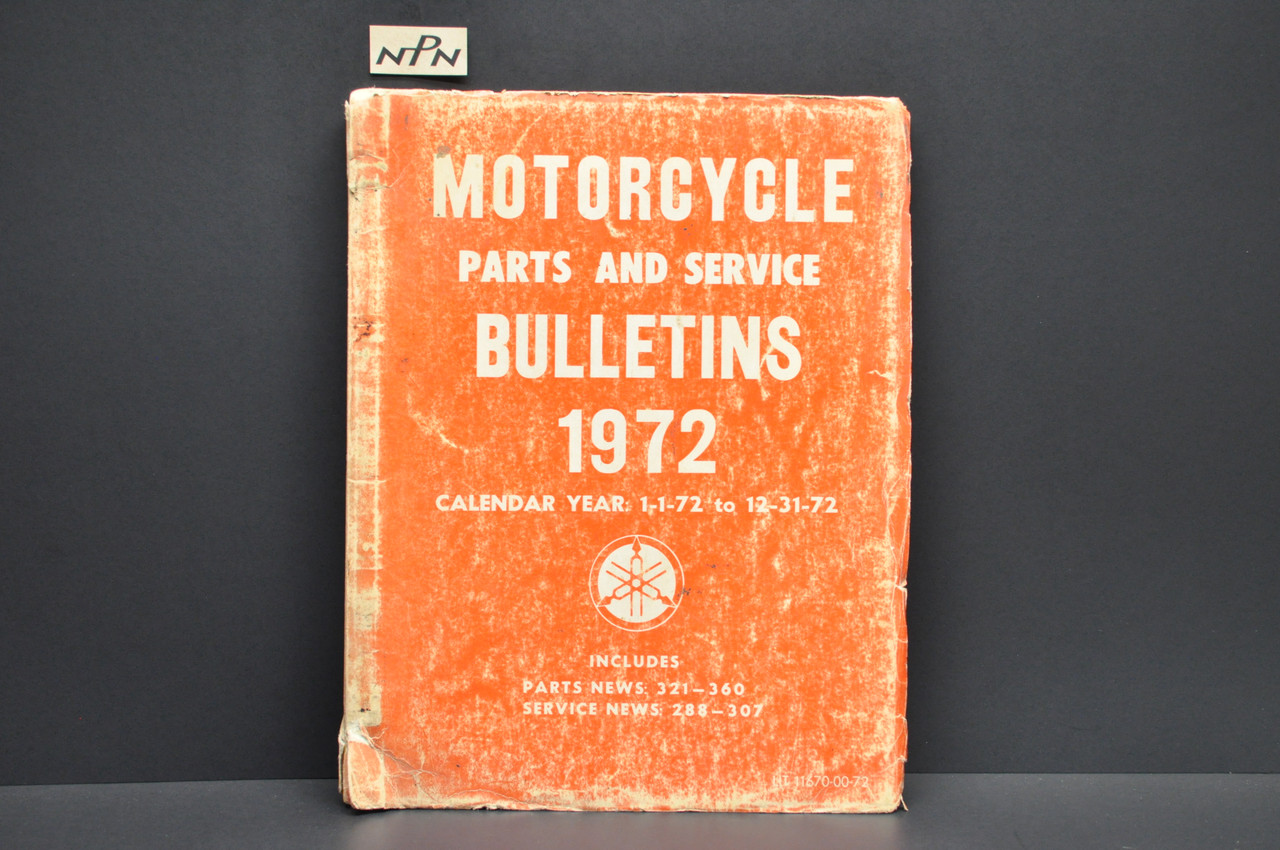 Vintage 1972 Yamaha Motorcycle Parts and Service Bulletin Sheets Manual
