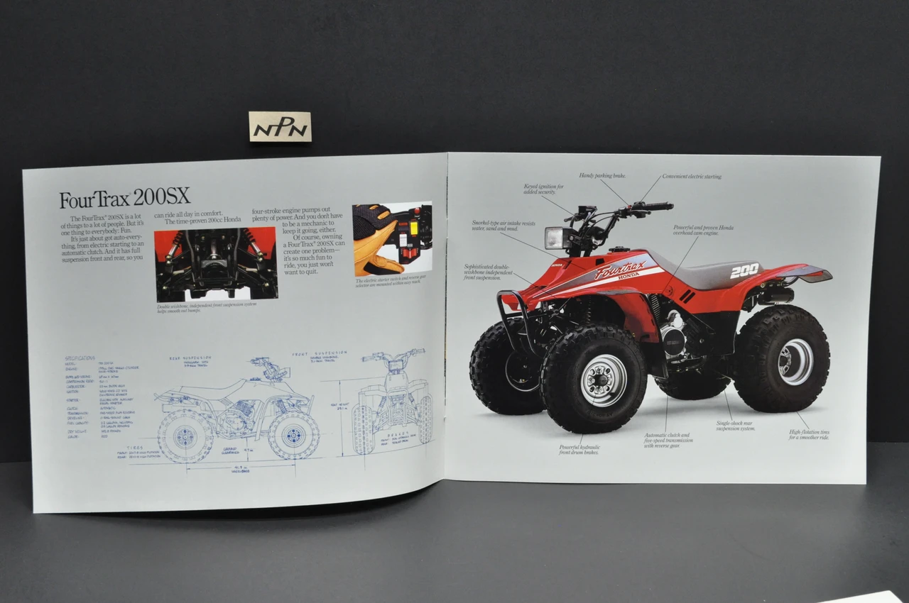 Vintage NOS 1988 Honda FourTrax TRX200 SX FourTrax TRX125 Dealer Brochure 