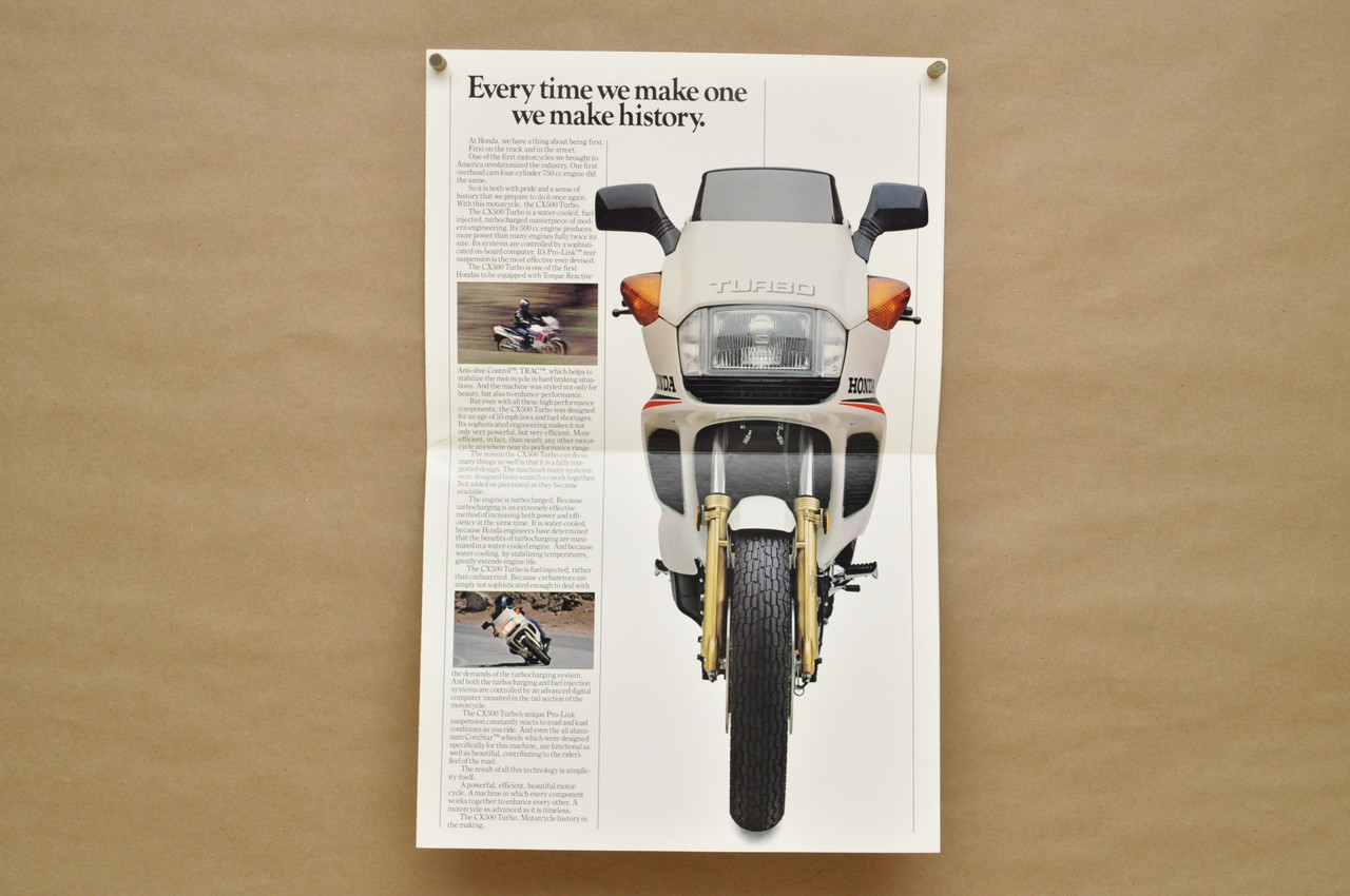 Vintage NOS 1982 Honda CX500 T Turbo Motorcycle Dealer Sales Spec Brochure Poster