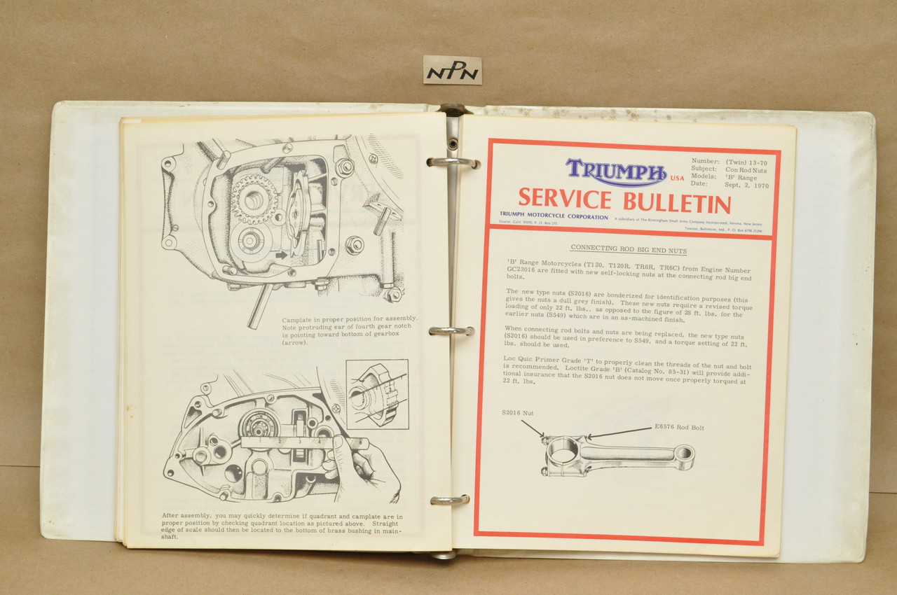 Vintage 1963-1971 Triumph Motorcycle Dealer Mechanic Service Bulletins 
