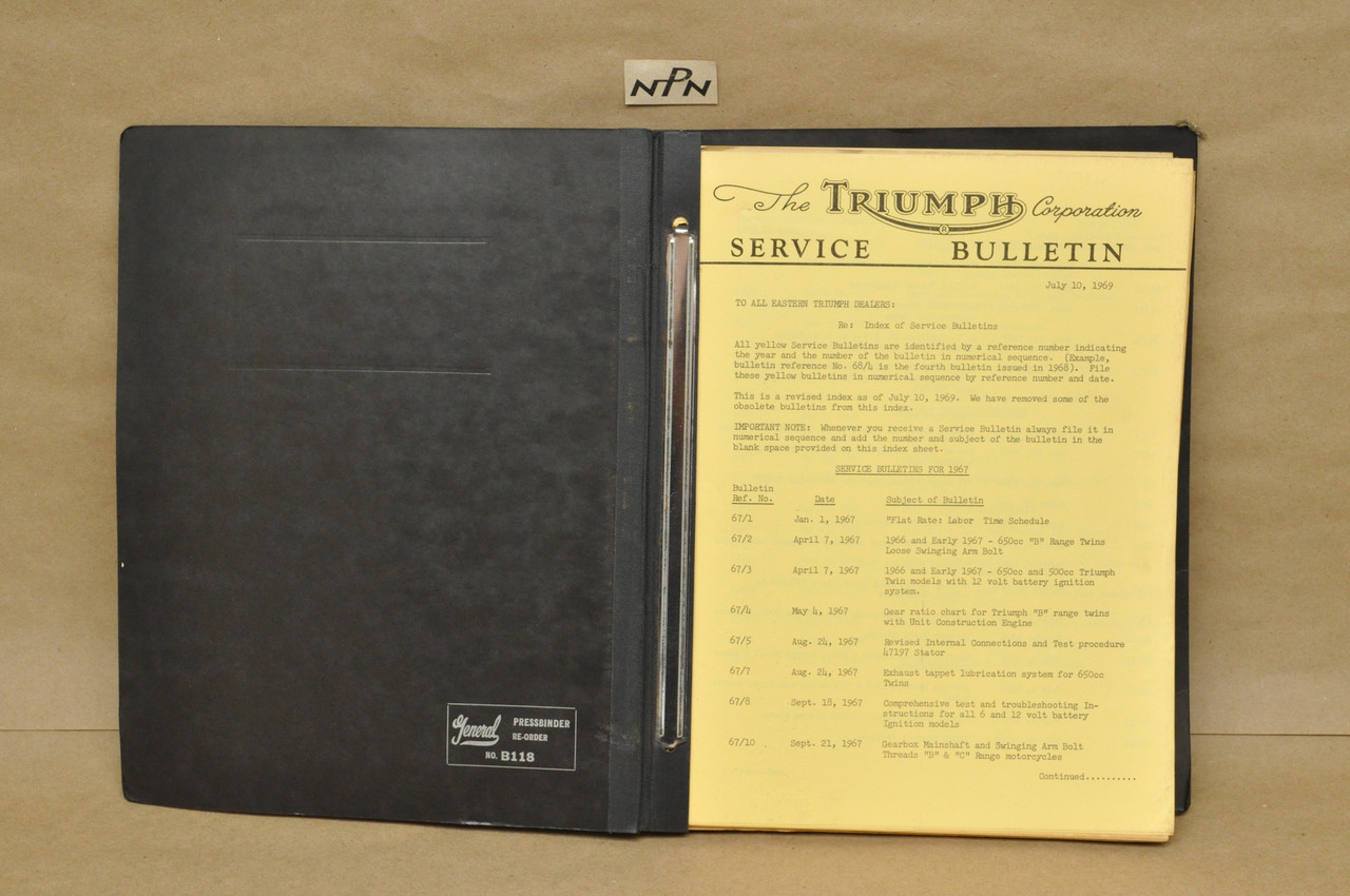 Vintage 1963-1971 Triumph Motorcycle Dealer Mechanic Service Bulletins 