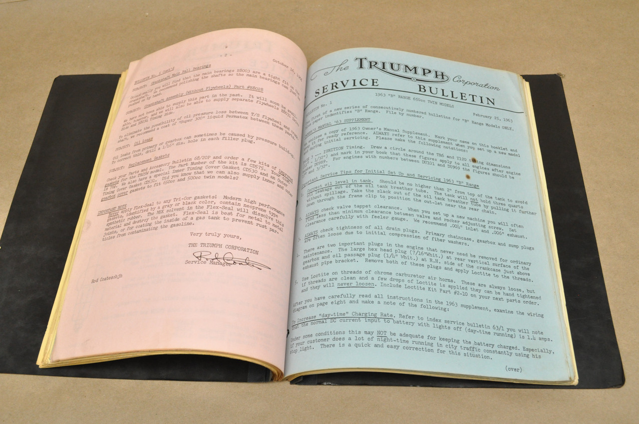 Vintage 1963-1971 Triumph Motorcycle Dealer Mechanic Service Bulletins 