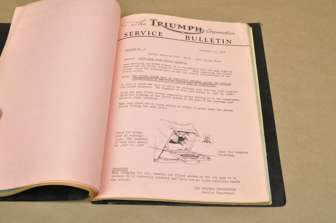Vintage 1963-1971 Triumph Motorcycle Dealer Mechanic Service Bulletins 