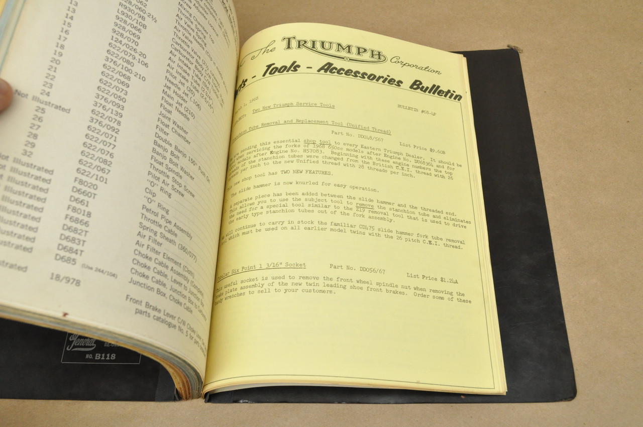 Vintage 1963-1971 Triumph Motorcycle Dealer Mechanic Service Bulletins 