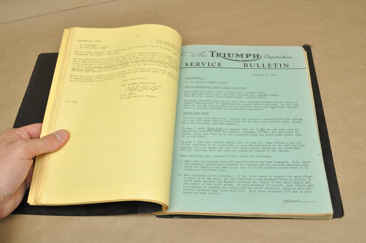 Vintage 1963-1971 Triumph Motorcycle Dealer Mechanic Service Bulletins 