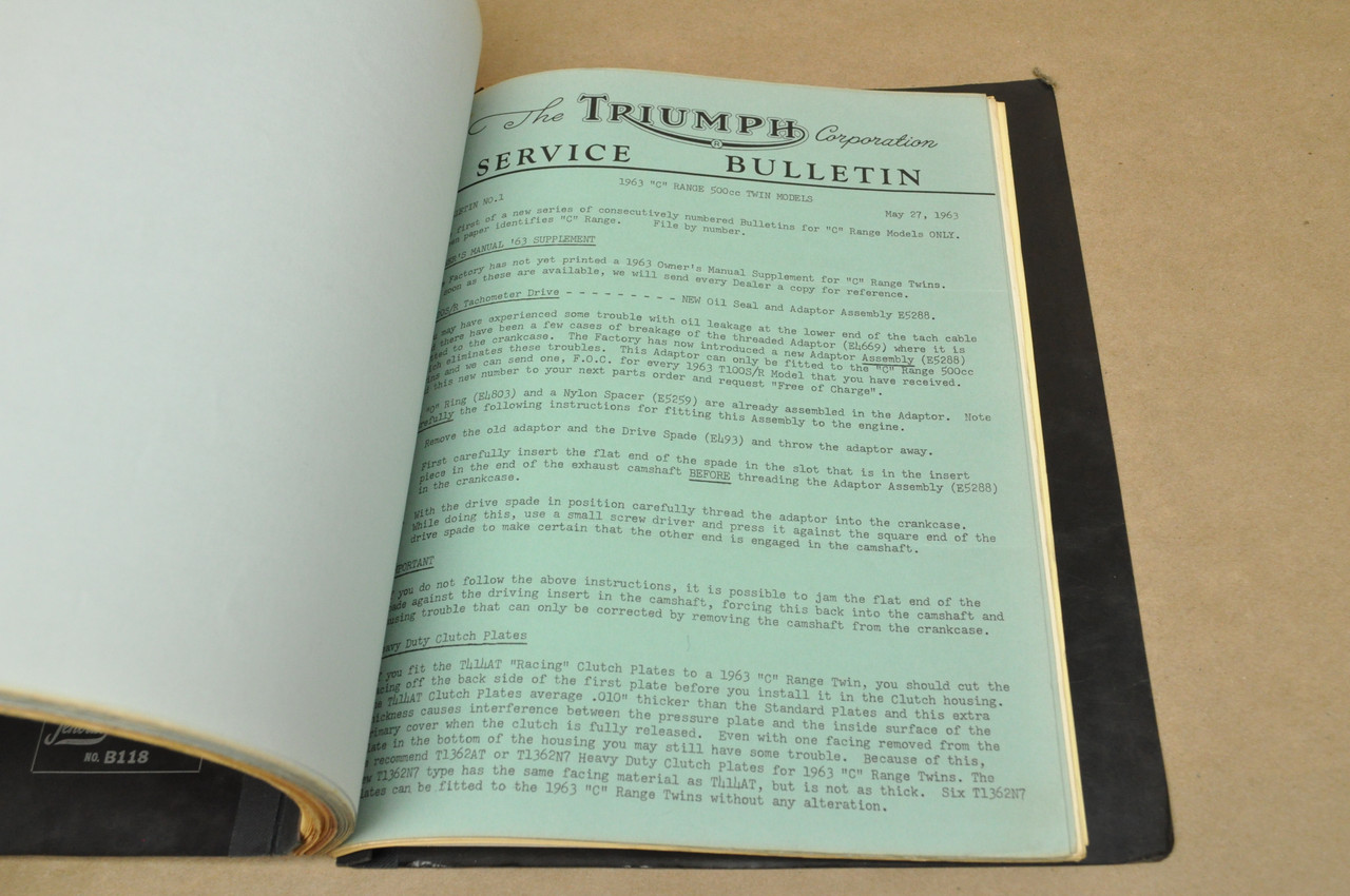 Vintage 1963-1971 Triumph Motorcycle Dealer Mechanic Service Bulletins 