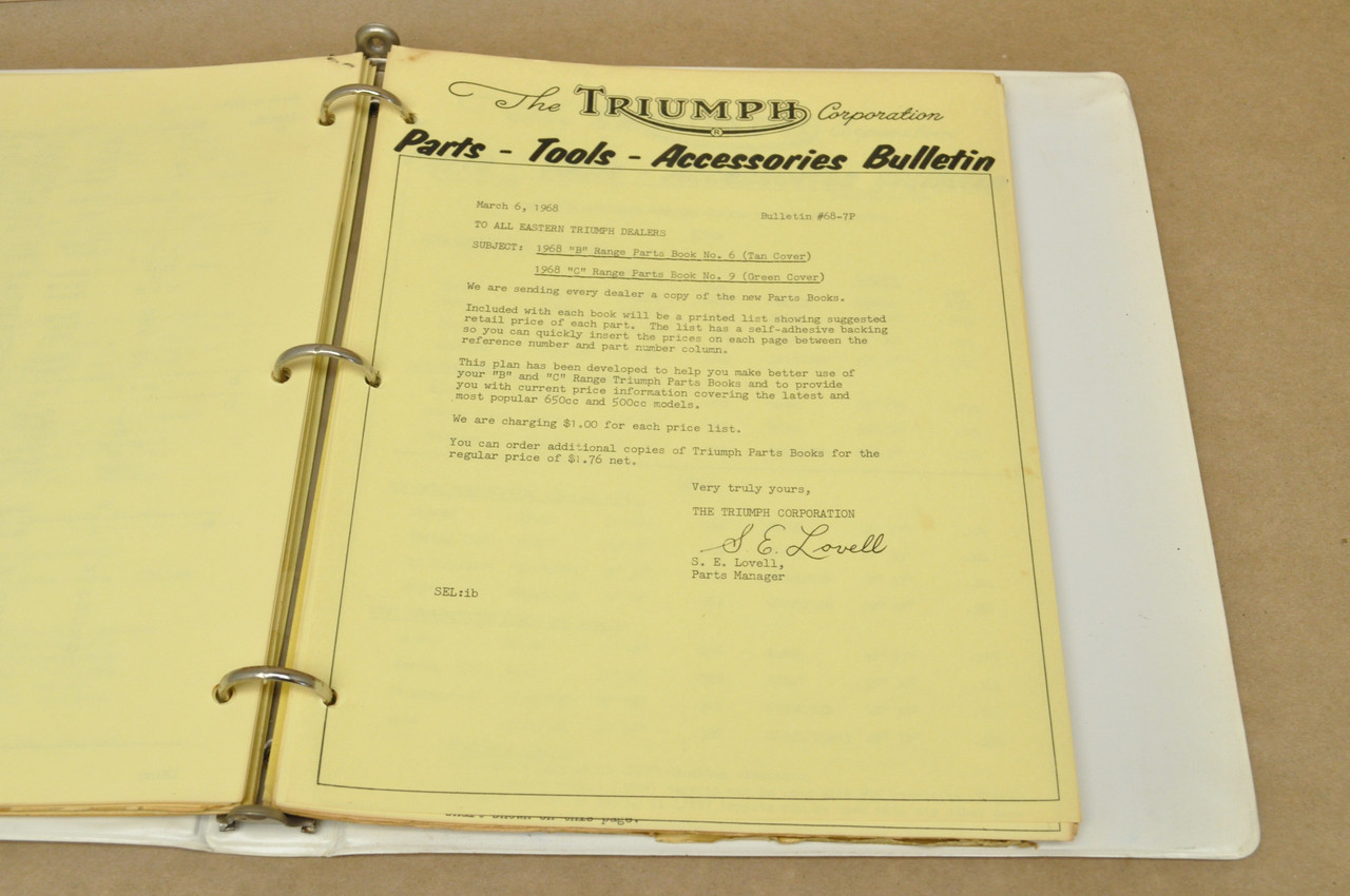 Vintage 1967-1972 Triumph Motorcycle Parts Tools Accessories Bulletins 