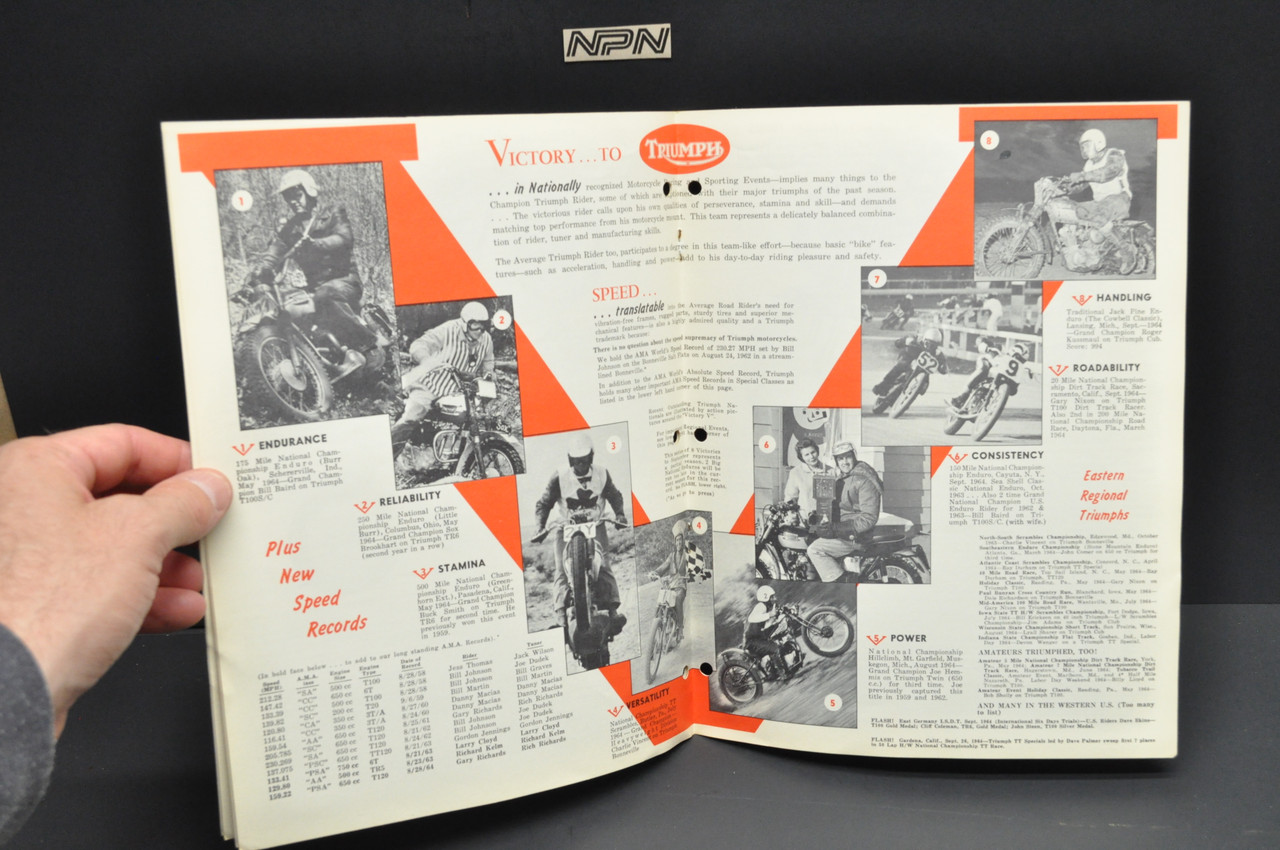 Vintage NOS 1965 Triumph Motorcycle Dealer Spec Brochure Sales Catalog Manual