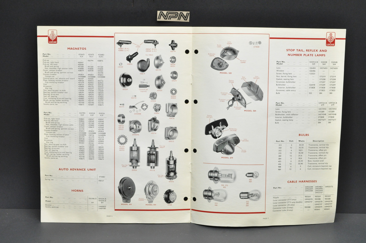 Vtg 1964 AMC Motorcycle AJS Matchless Norton Spare Parts Lucas Catalog Dealer Book