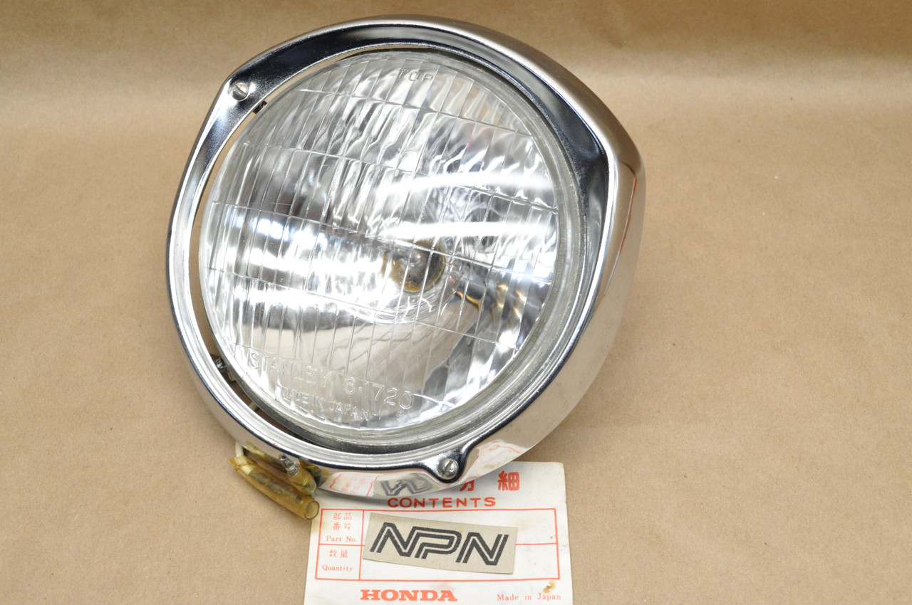 NOS Honda CA175 K3 Sealed Head Light & Bezel Ring Rim 6V 35/25W 33100-302-673