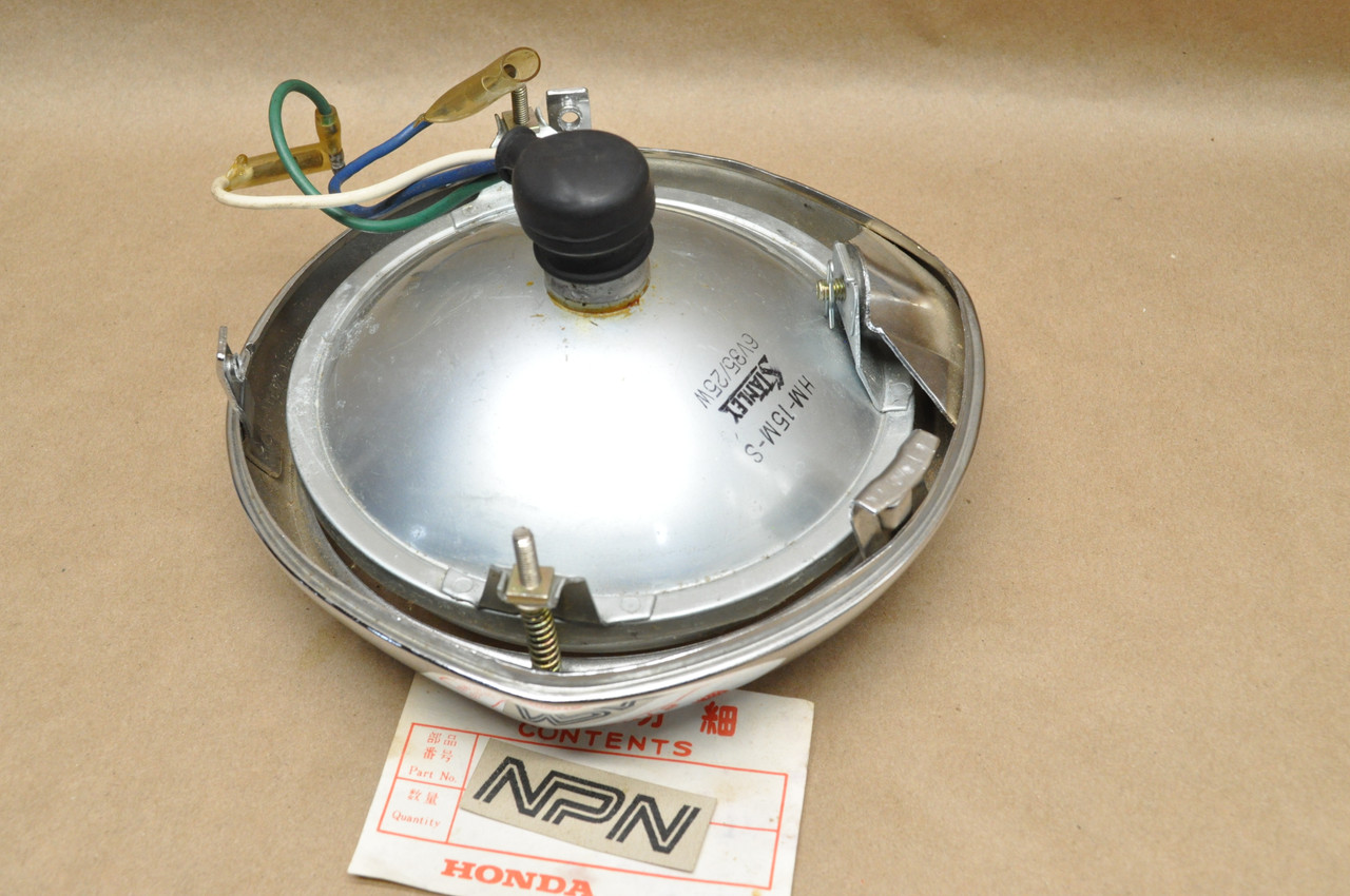 NOS Honda CA175 K3 Sealed Head Light & Bezel Ring Rim 6V 35/25W 33100-302-673