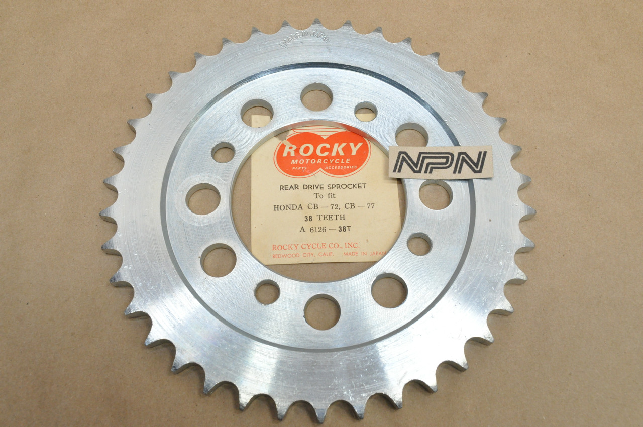 NOS Honda CB72 CB77 Rocky Steel Rear Wheel Final Drive Sprocket 38T 41201-268-870