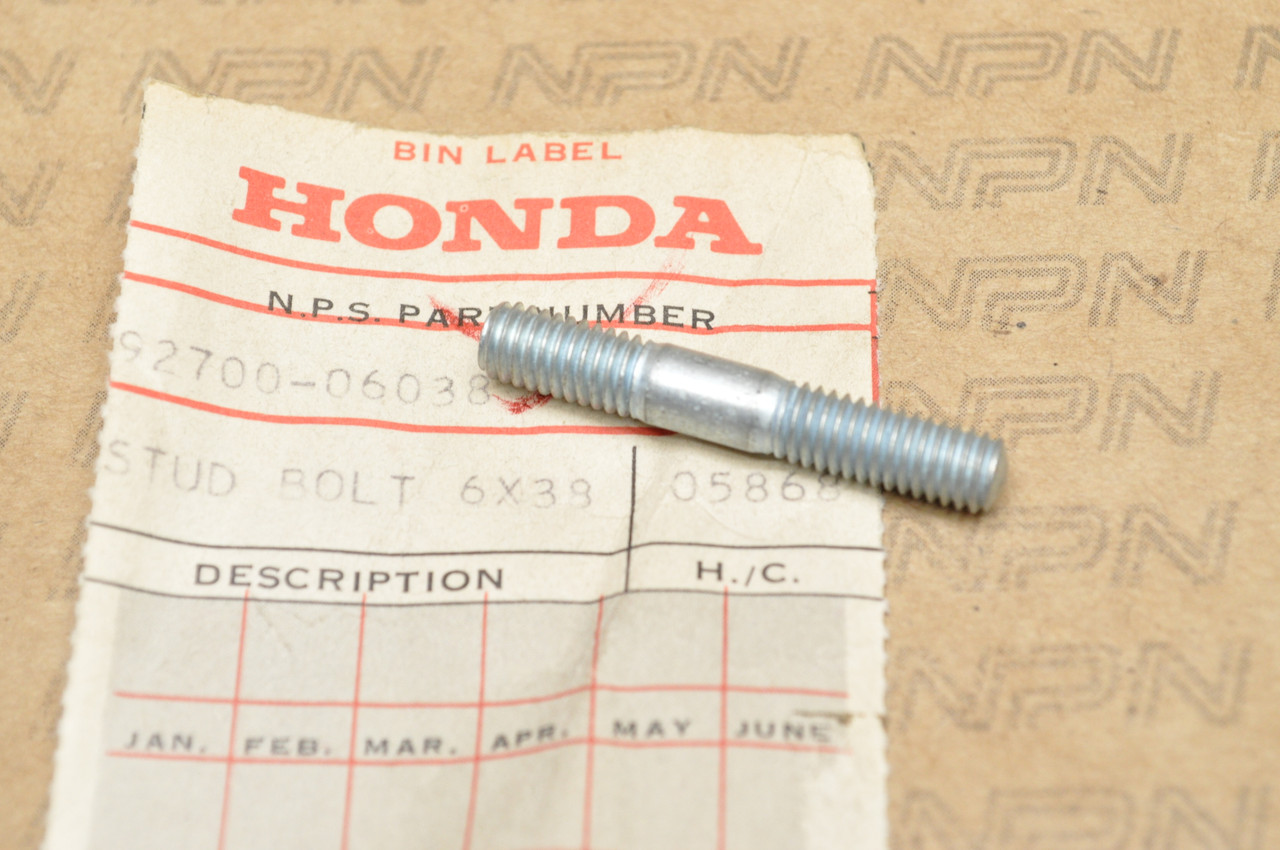 NOS Honda CA160 CB160 CL160 Crank Case Stud Bolt 6x38 92700-06038