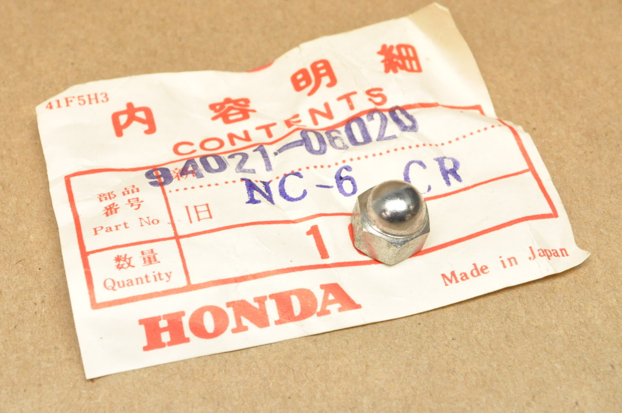 NOS Honda ATC70 C100 C102 CA72 CA77 CA95 CT70 SL70 6mm Chrome Acorn Nut 94021-06020