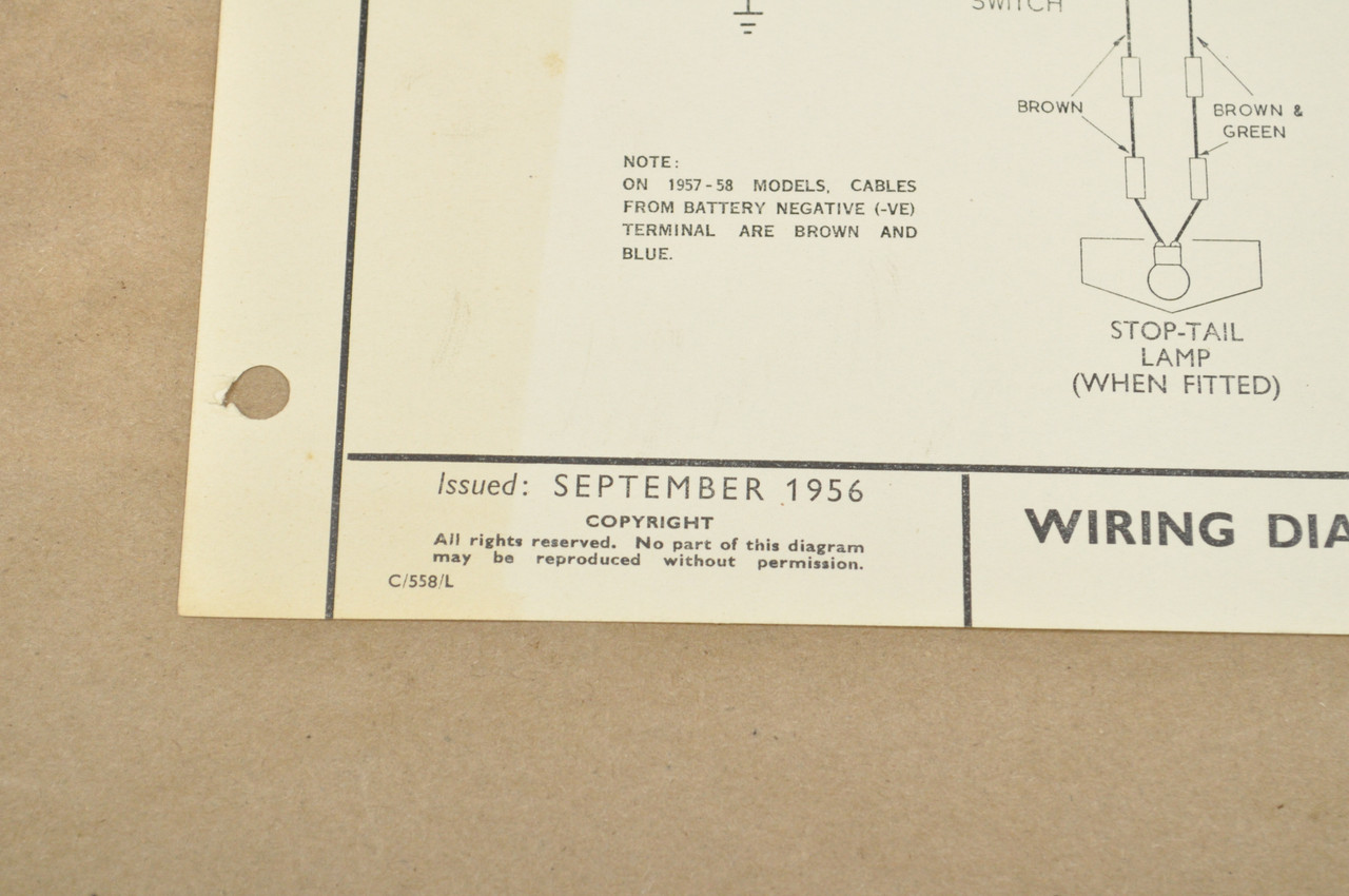 Vtg 55-56 T15 Terrier 55-58 T20 Tiger Cub Triumph Lucas Wiring Diagram W2336B