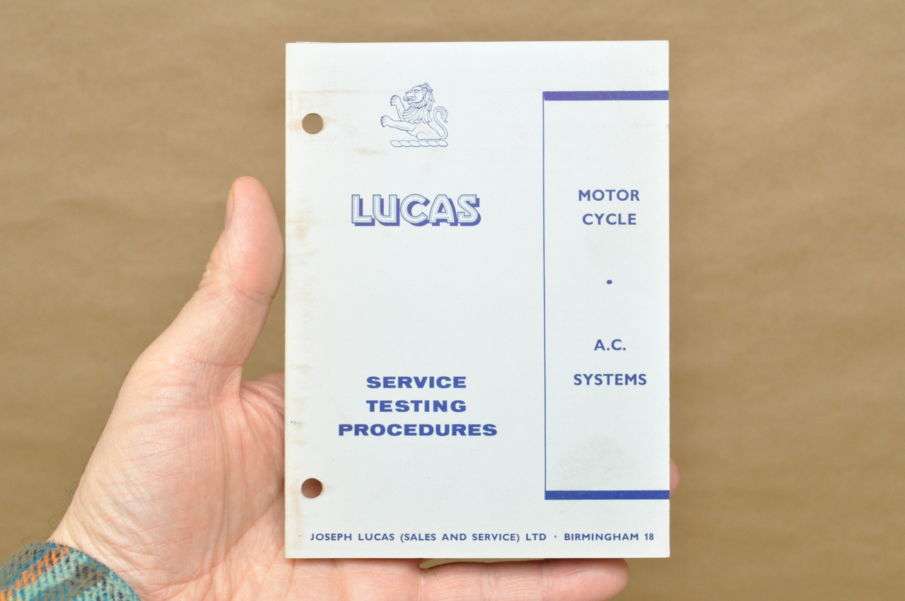 Vintage 1961 Lucas Service Testing Procedures Booklet Motorcycle AC ...