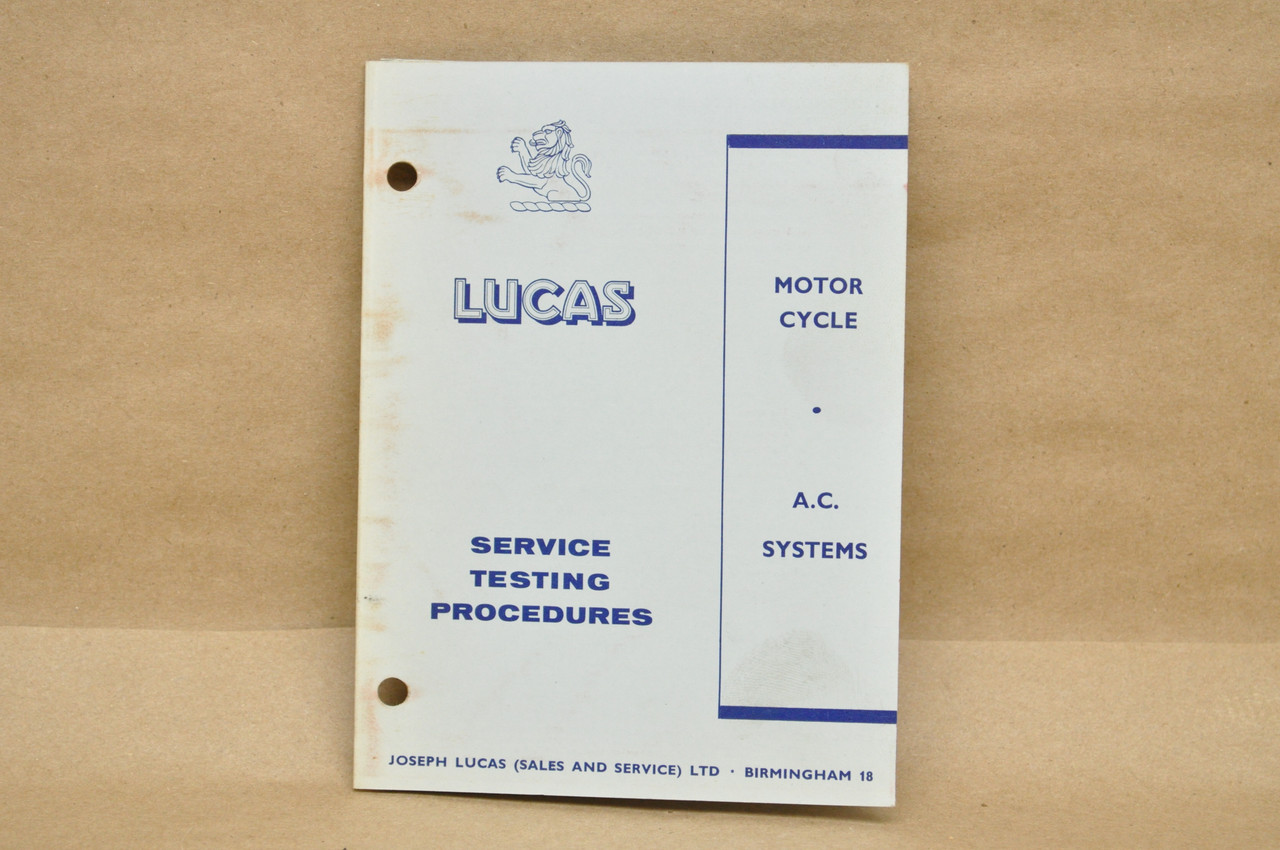 Vintage 1961 Lucas Service Testing Procedures Booklet Motorcycle AC Systems England