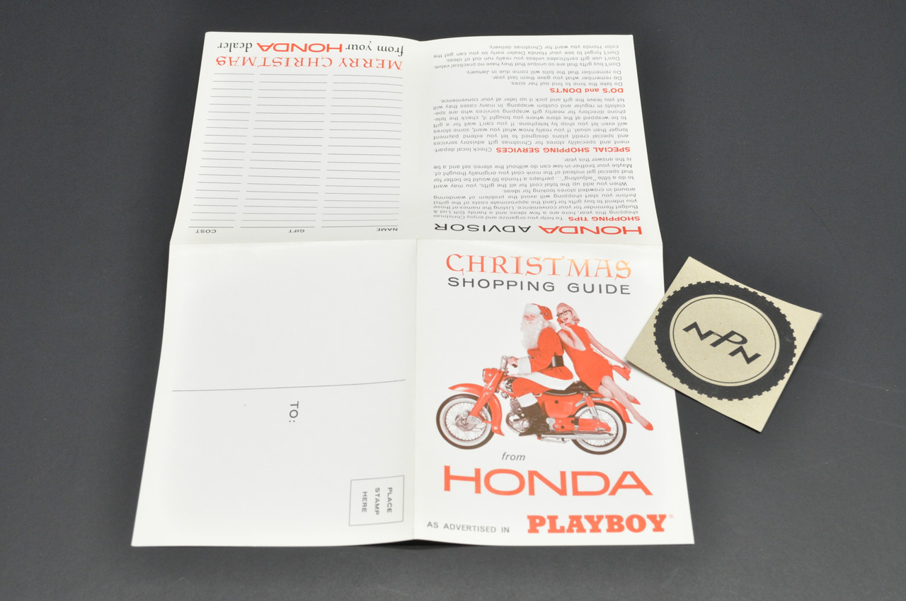 Vtg NOS Honda Christmas Shopping Guide CA95 Motorcycle Brochure Playboy Santa