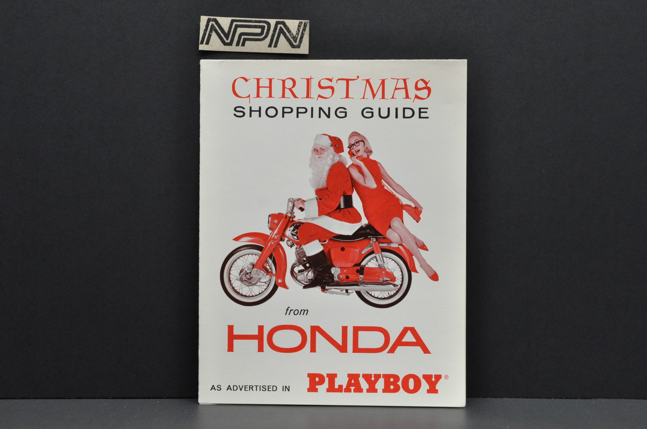 Vtg NOS Honda Christmas Shopping Guide CA95 Motorcycle Brochure Playboy Santa