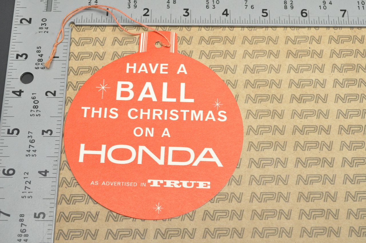 Vtg NOS Honda Motorcycle Christmas Handlebar Tag 1960s Dealership True Magazine