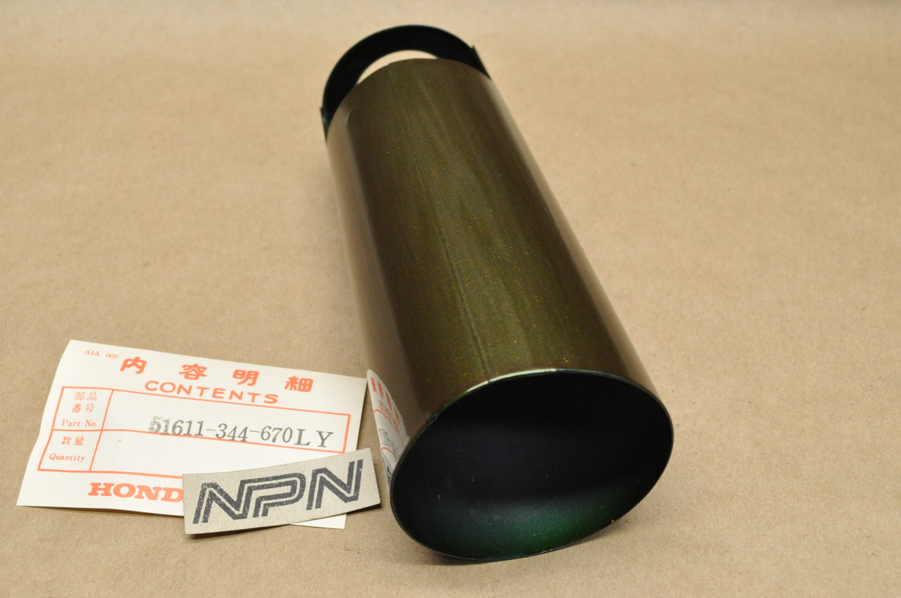 NOS Honda CB350F CB350 K4 Bacchus Olive Right Fork Lower Cover 51611-344-670 LY