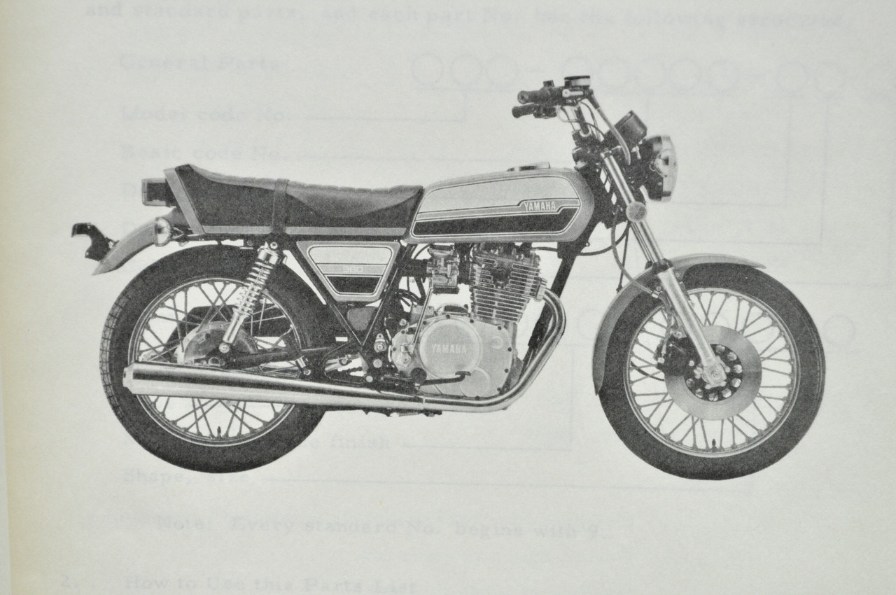 Vintage 1976 Yamaha XS360 C Motorcycle Parts List Book Diagram Manual