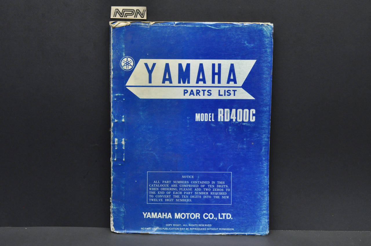 Vintage 1975 Yamaha RD400 C Motorcycle Parts List Book Diagram Manual