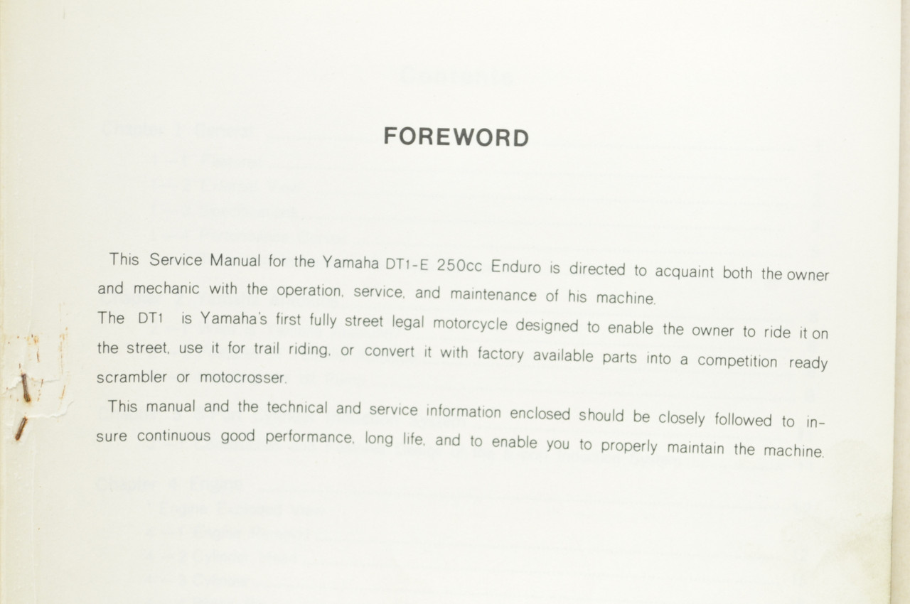 Vintage 1970 Yamaha DT1 E Motorcycle Shop Service Manual Wiring Diagram