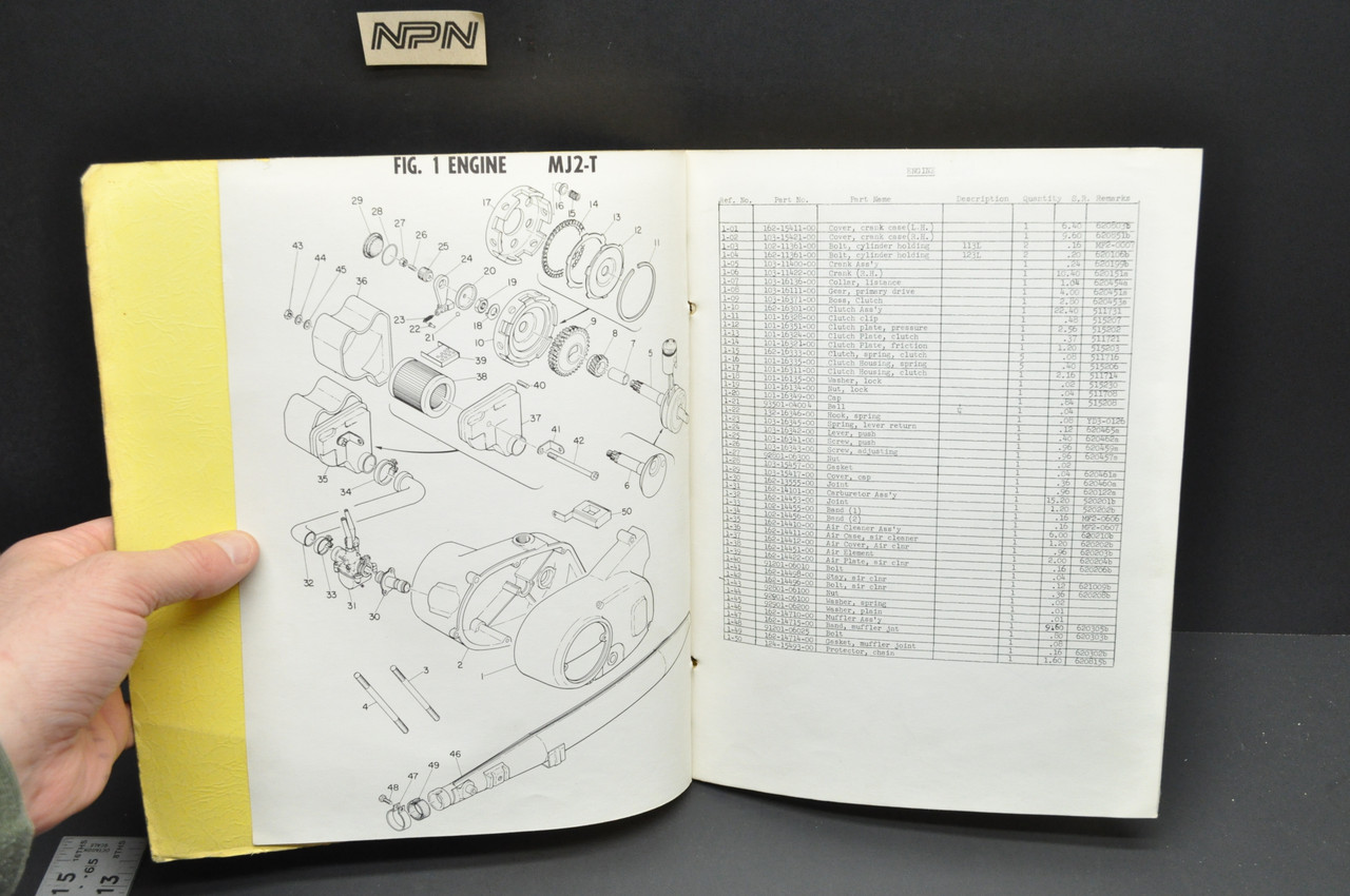 Vtg 1964 Yamaha MJ2 T Omaha Trailmaster Motorcycle Parts List Index Manual