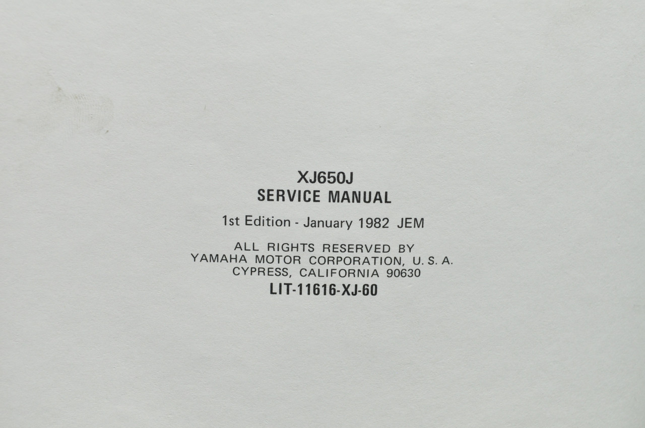 Vtg 1982 Yamaha XJ650 J Supplement XJ650 G Shop Service Manual Book