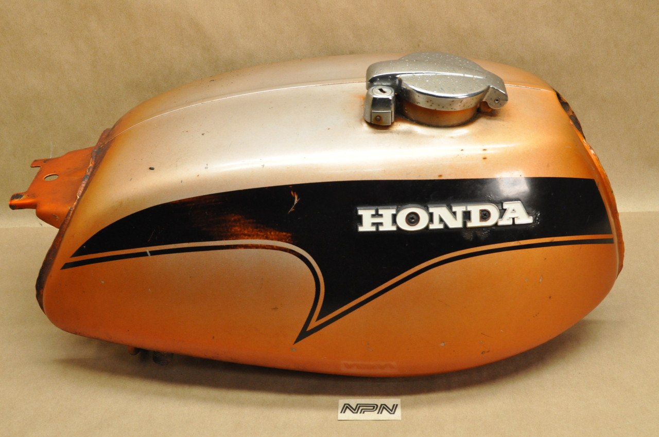 Vtg Used OEM Honda CL350 K3 Fuel Gas Tank Orange w/ Cap & Emblems 17500-318-670 DD