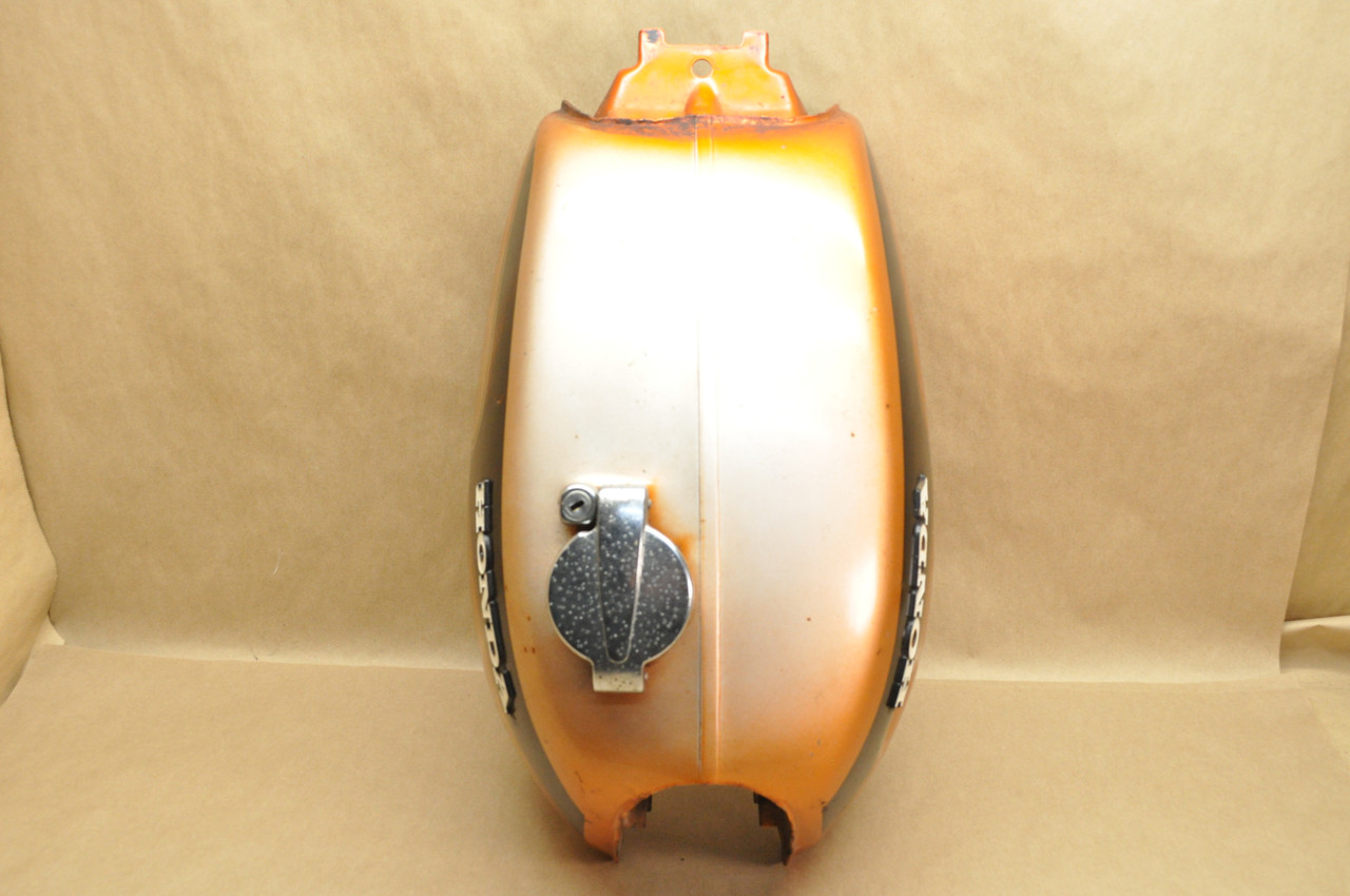 Vtg Used OEM Honda CL350 K3 Fuel Gas Tank Orange w/ Cap & Emblems 17500-318-670 DD