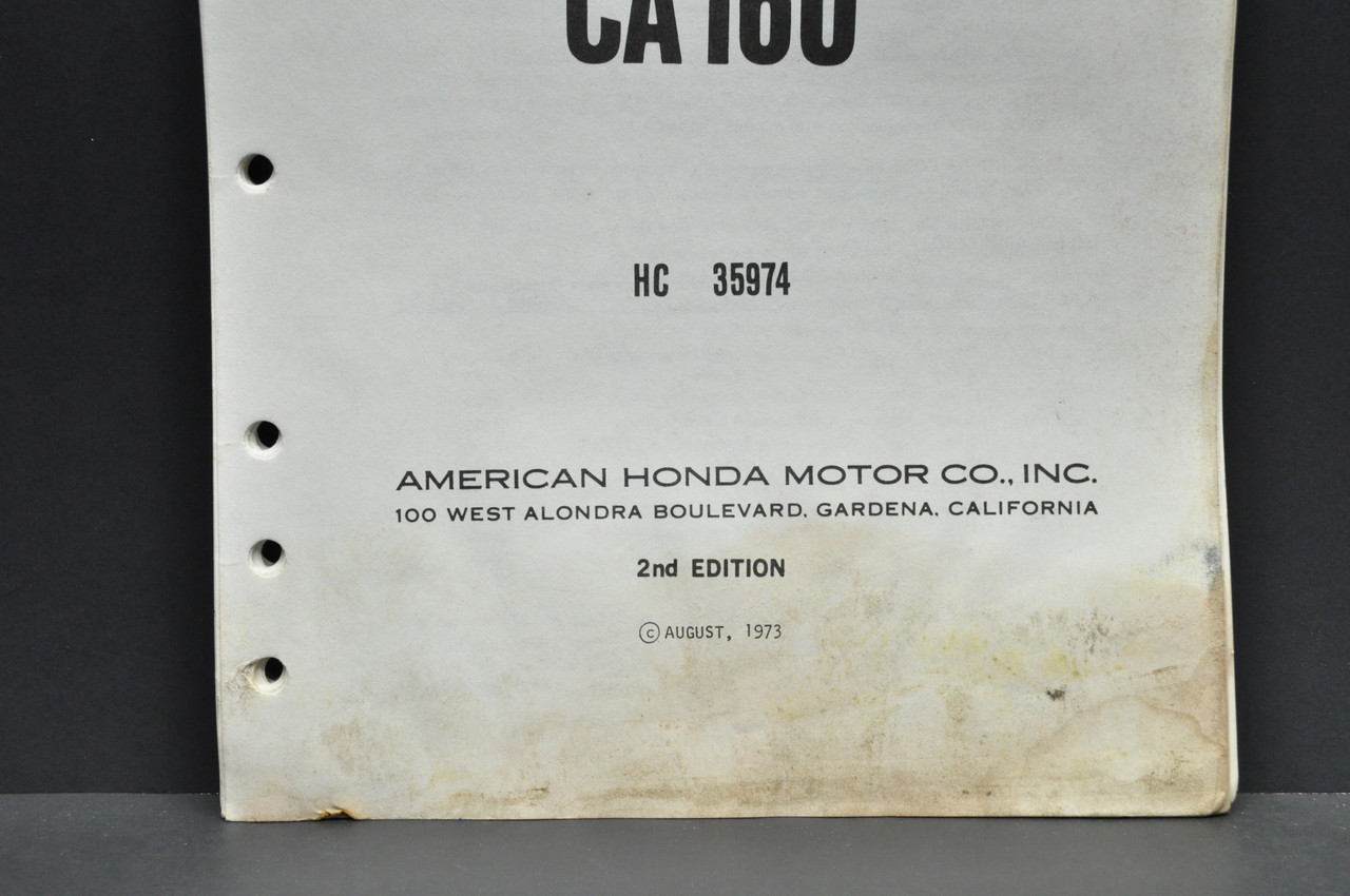 Vintage 1973 Honda CA160 Parts Catalog Book Diagram Manual
