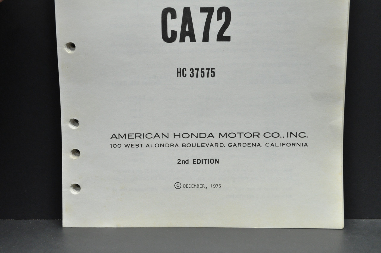 Vintage Honda CA72 Parts Catalog Book Diagram Manual