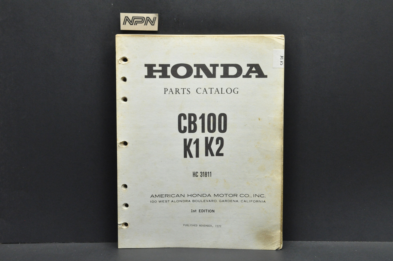 Vintage 1972 Honda CB100 K0-K2 Parts Catalog Book Diagram Manual