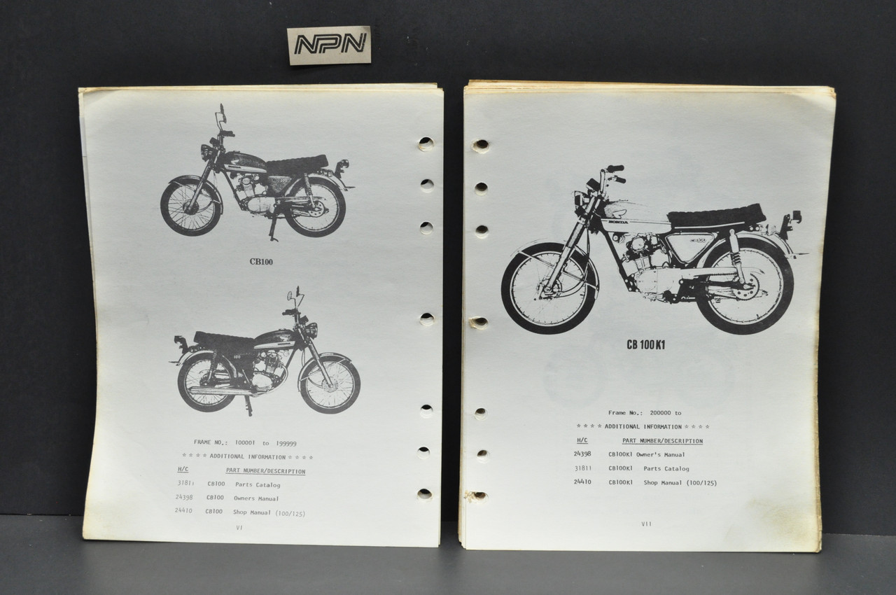 Vtg 1970-72 Honda CB100 K0-K2 Super Sport 100 Parts Catalog Book Manual