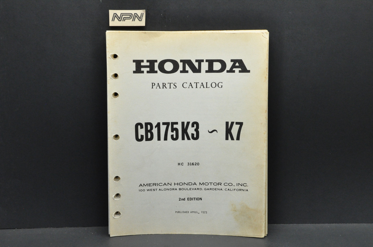 Vtg 1973 Honda CB175 K3 K4 K5 K6 K7 Parts Catalog Book Diagram Manual