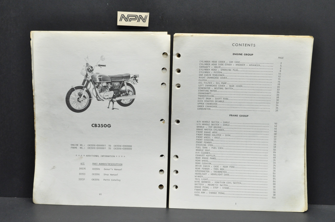 Vintage 1973 Honda CB350 G Parts Catalog Book Diagram Manual 1st Edition