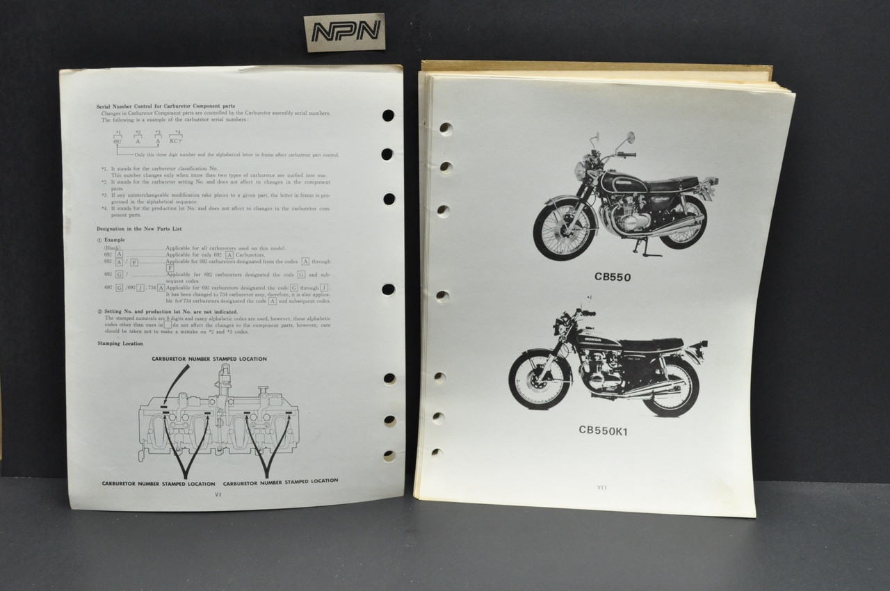 Vintage 1974-75 Honda CB550 K0-K1 Parts Catalog Book Diagram Manual