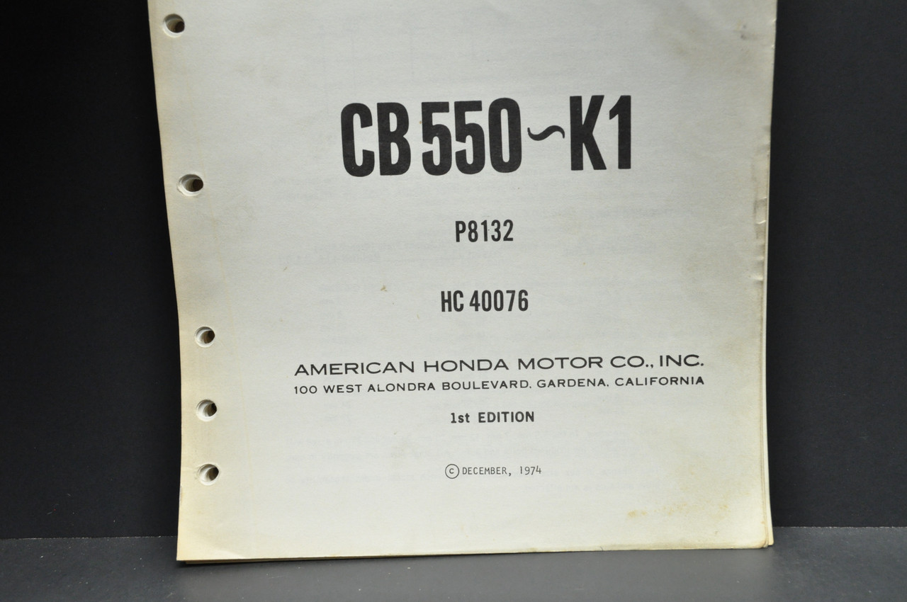 Vintage 1974-75 Honda CB550 K0-K1 Parts Catalog Book Diagram Manual