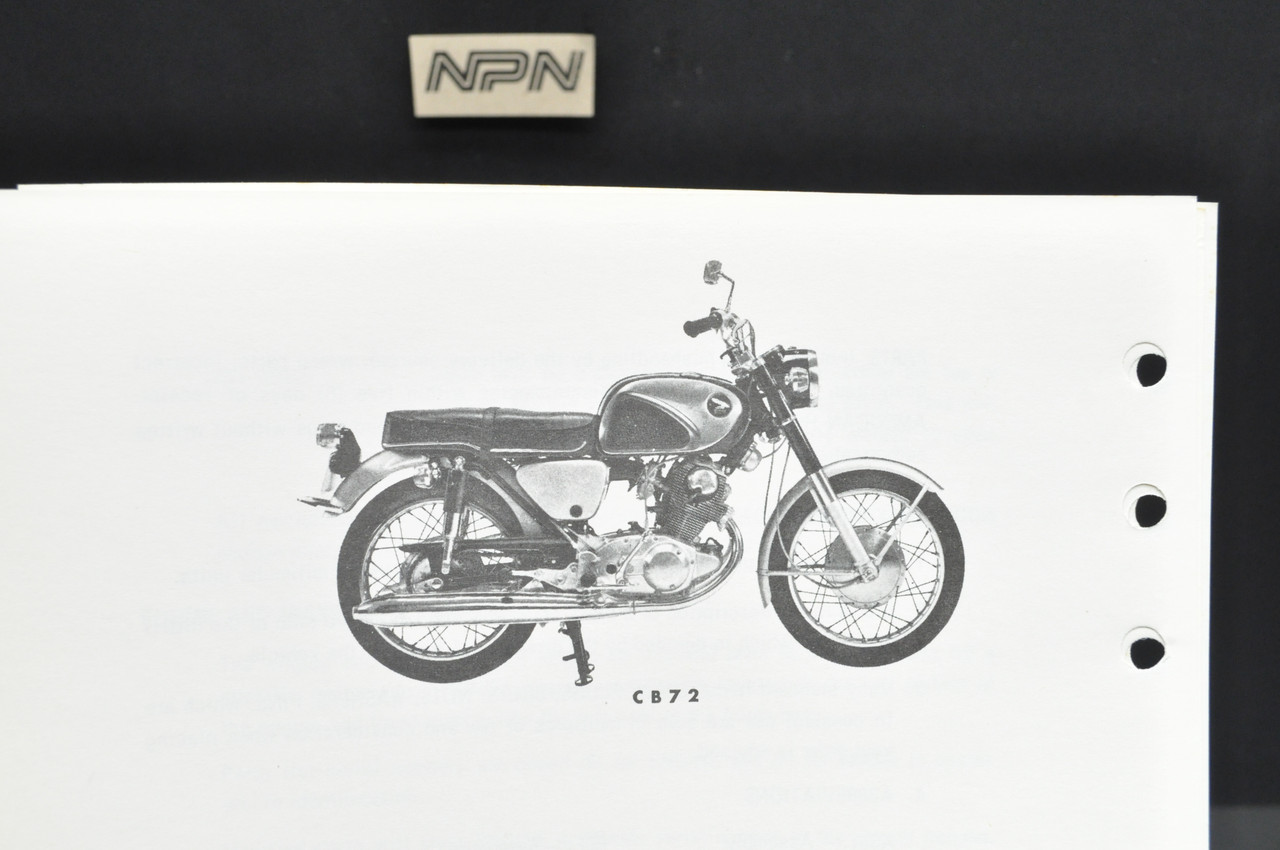 Vtg Honda CB72 Motorcycle Parts Catalog Book Diagram Manual Printed 1973