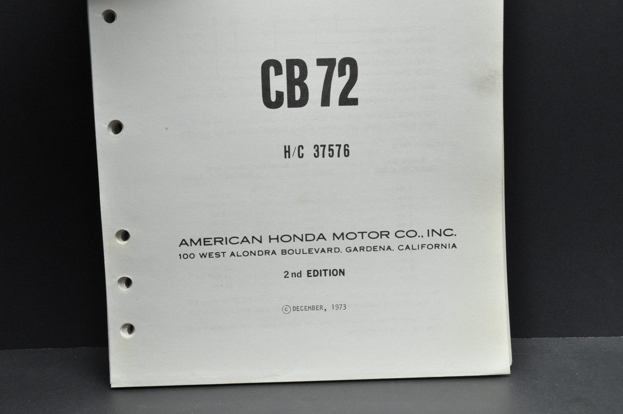 Vtg Honda CB72 Motorcycle Parts Catalog Book Diagram Manual Printed 1973