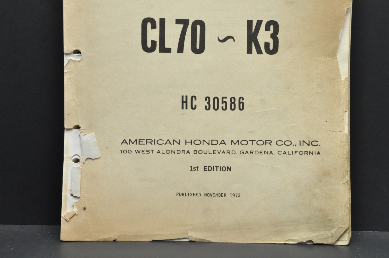 Vintage Honda CL70 K0-K3 Parts Catalog Book Diagram Manual Printed 1972