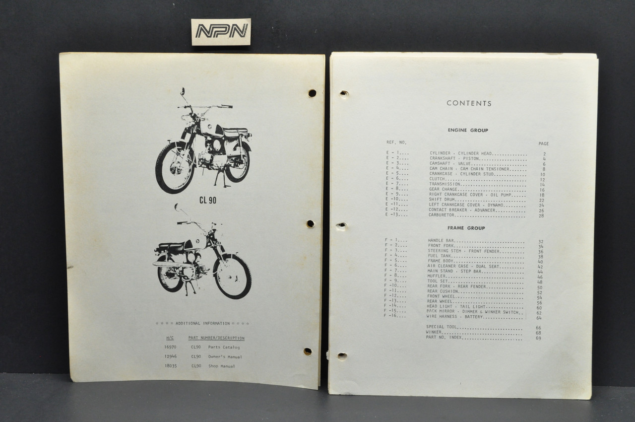 Vtg 1967-69 Honda CL90 Scrambler 90 Parts Catalog Book Diagram Manual