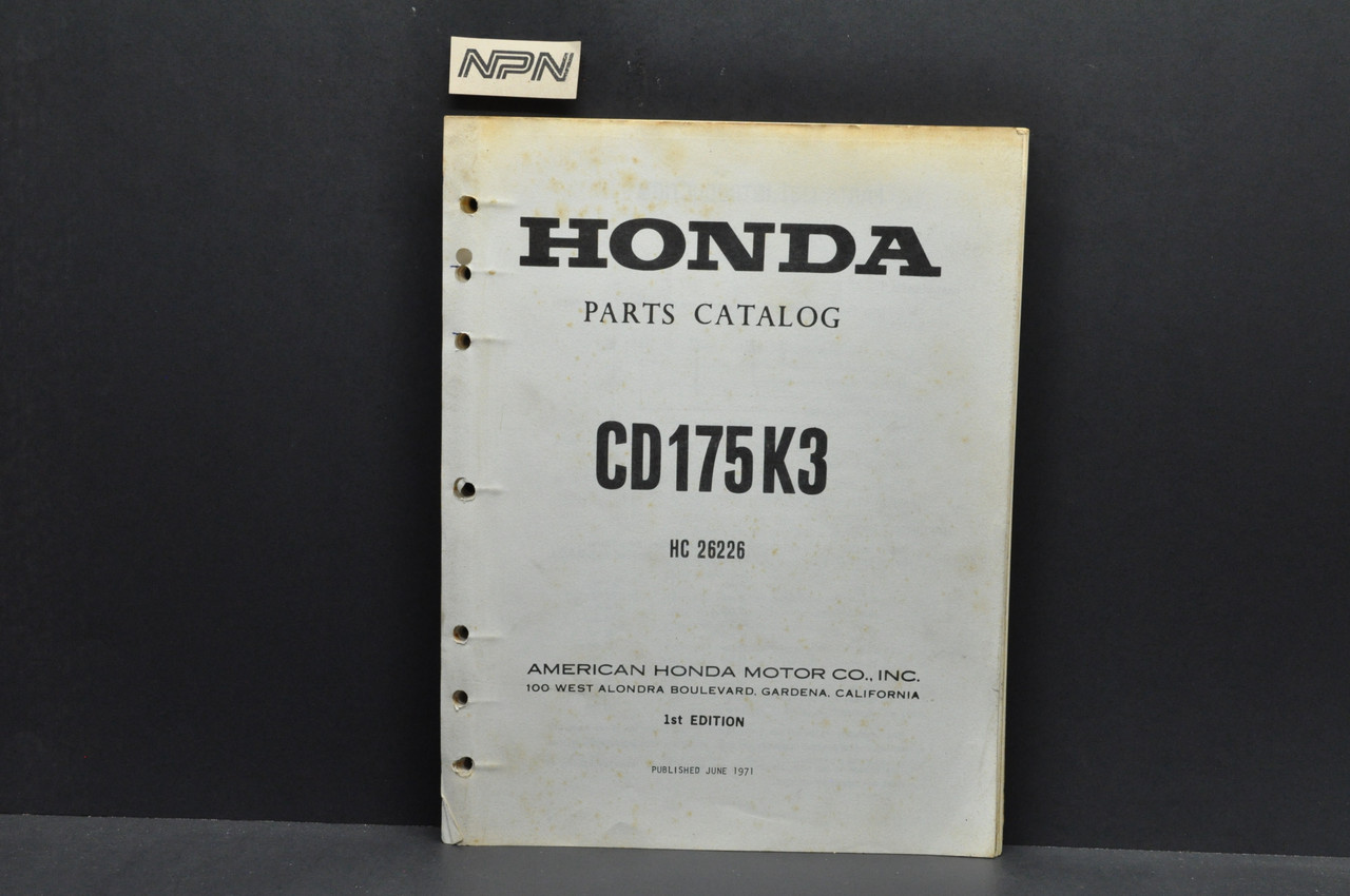 Vtg Honda CD175 K3 Parts Catalog Book Diagram Manual Printed 1971