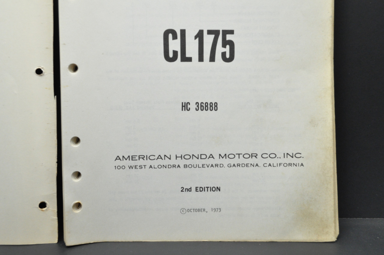 Vtg 1968-69 Honda CL175 Motorcycle Parts Catalog Book Diagram Manual