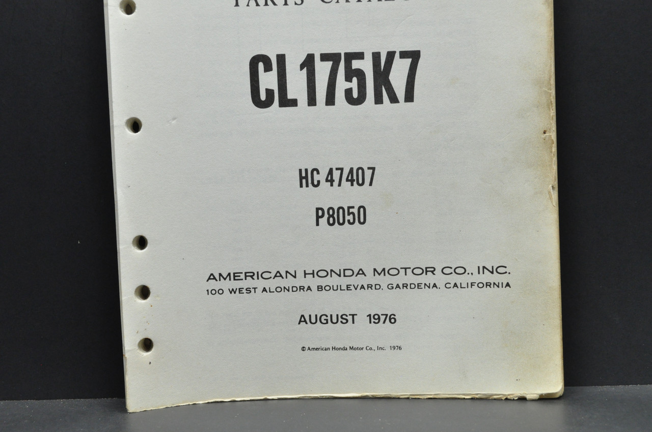 Vintage 1973 Honda CL175 K7 Motorcycle Parts Catalog Book Diagram Manual