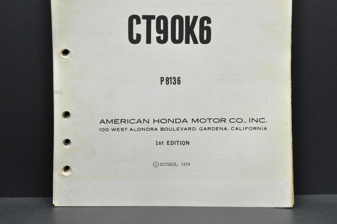 Vintage 1975 Honda CT90 K6 Trail 90 Parts Catalog Book Diagram Manual