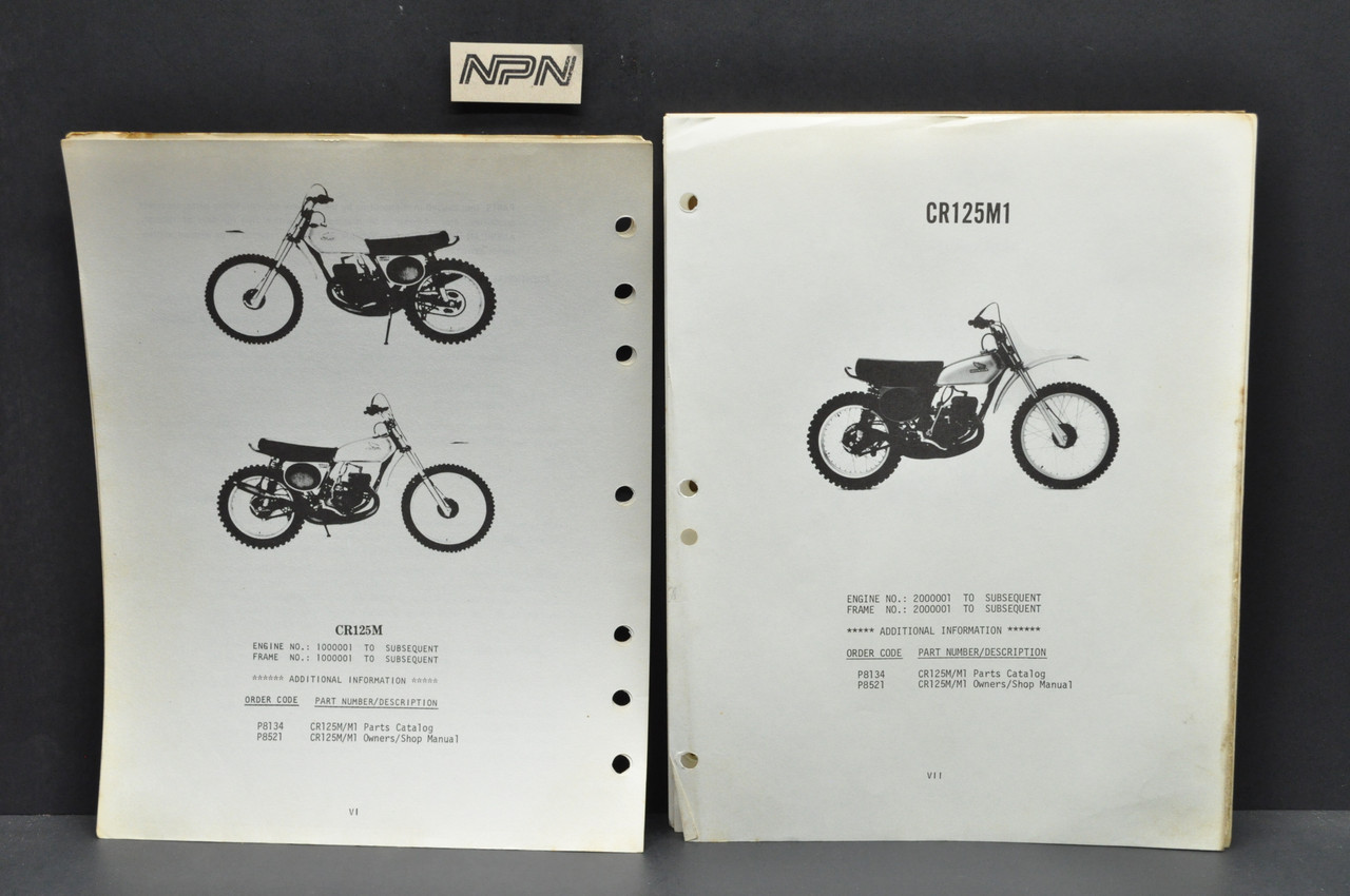 Vtg 1974-75 Honda CR125 M Elsinore M0-M1 Parts Catalog Book Diagram Manual