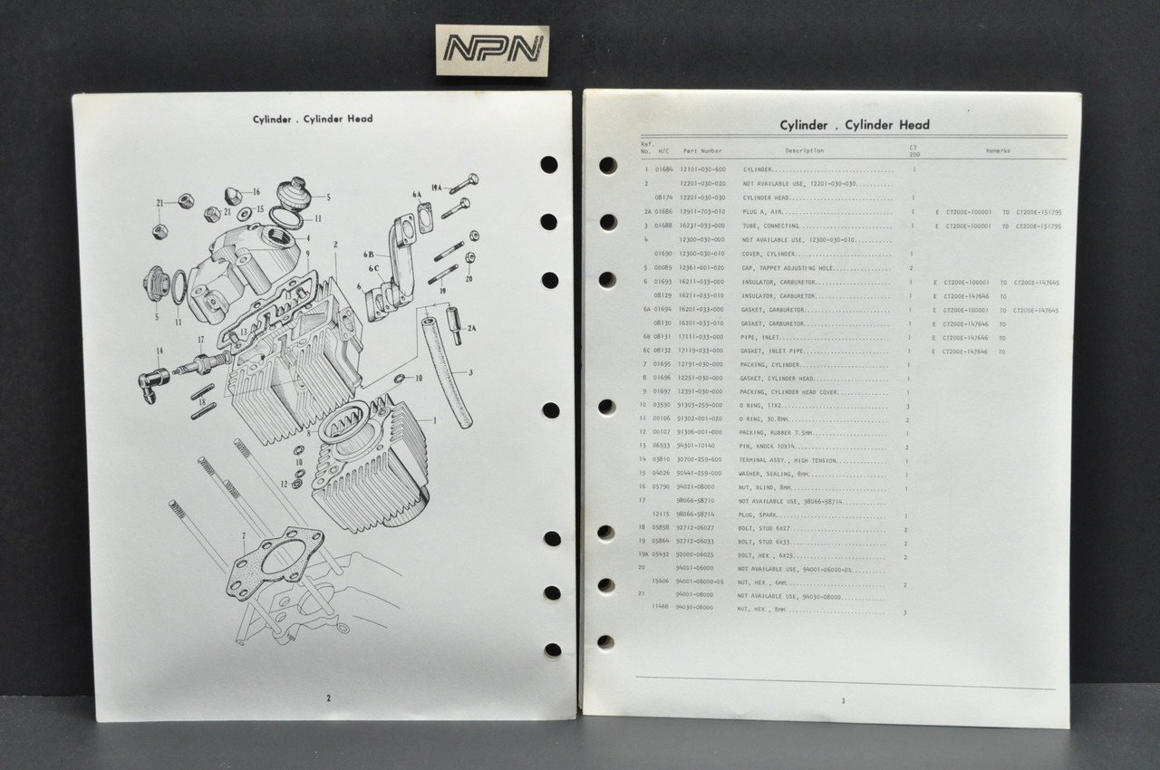 Vintage 1964-66 Honda CT200 Trail 90 Parts Catalog Book Diagram Manual